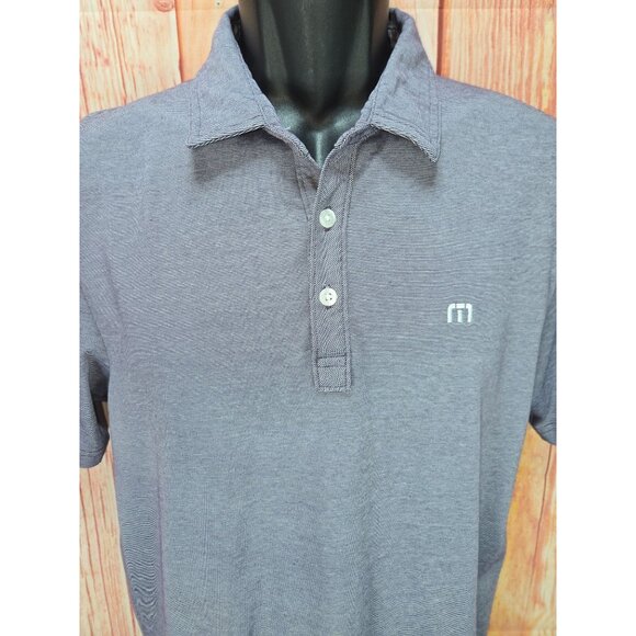 Travis Mathew Mens Striped Polo Shirt Size Medium Lavender - Picture 3 of 7